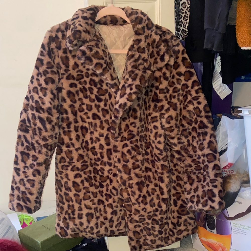 Women's Leopard Print Teddy Jacket